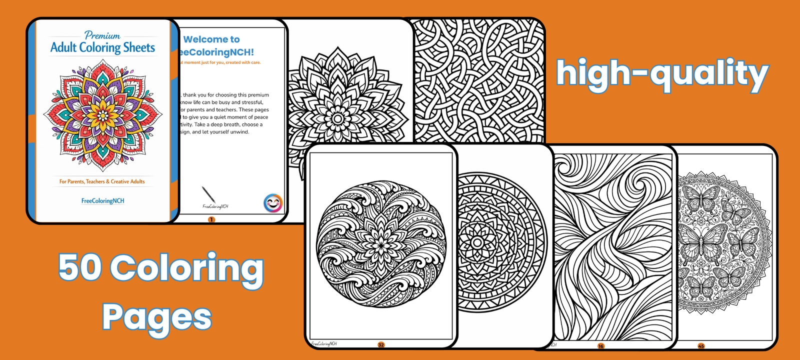 Printable adult mandala coloring page preview