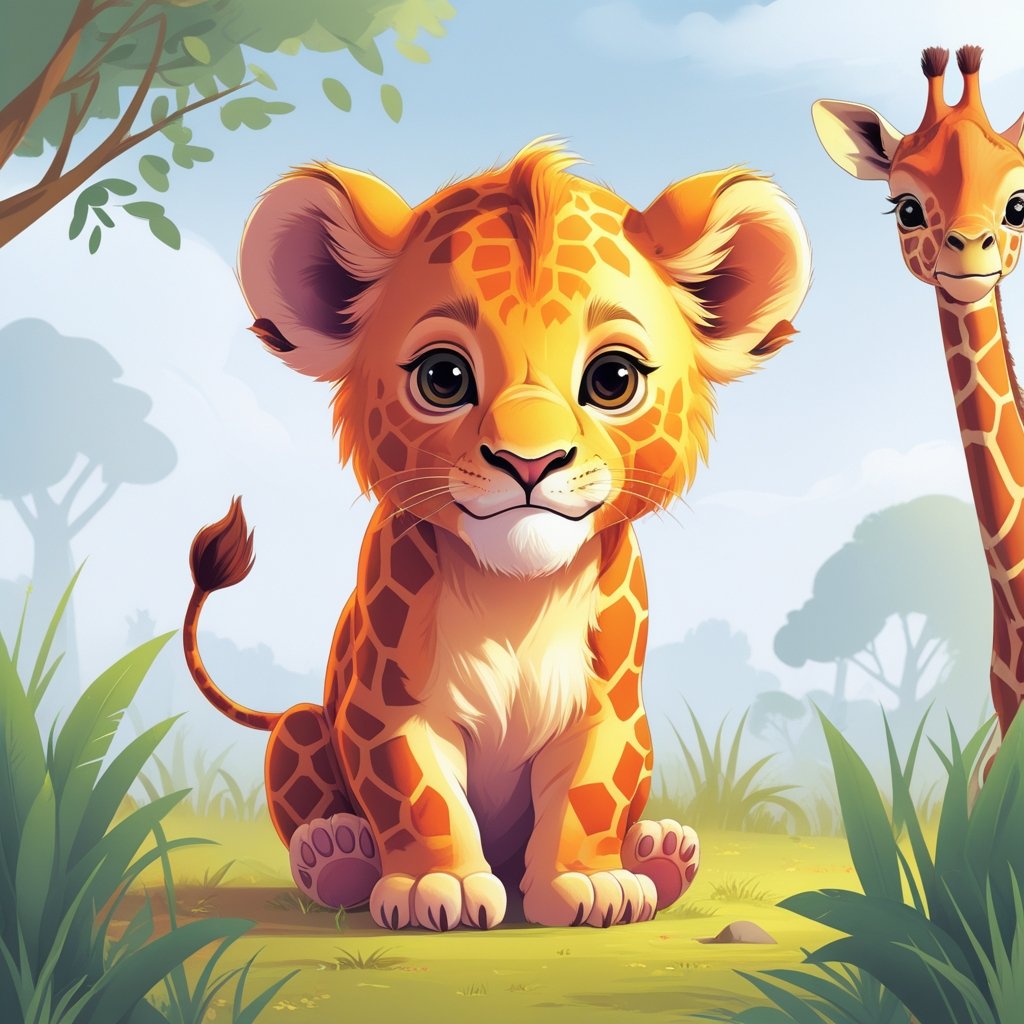 home Cute zoo animals coloring pages - fully colored Baby Lion for kids
