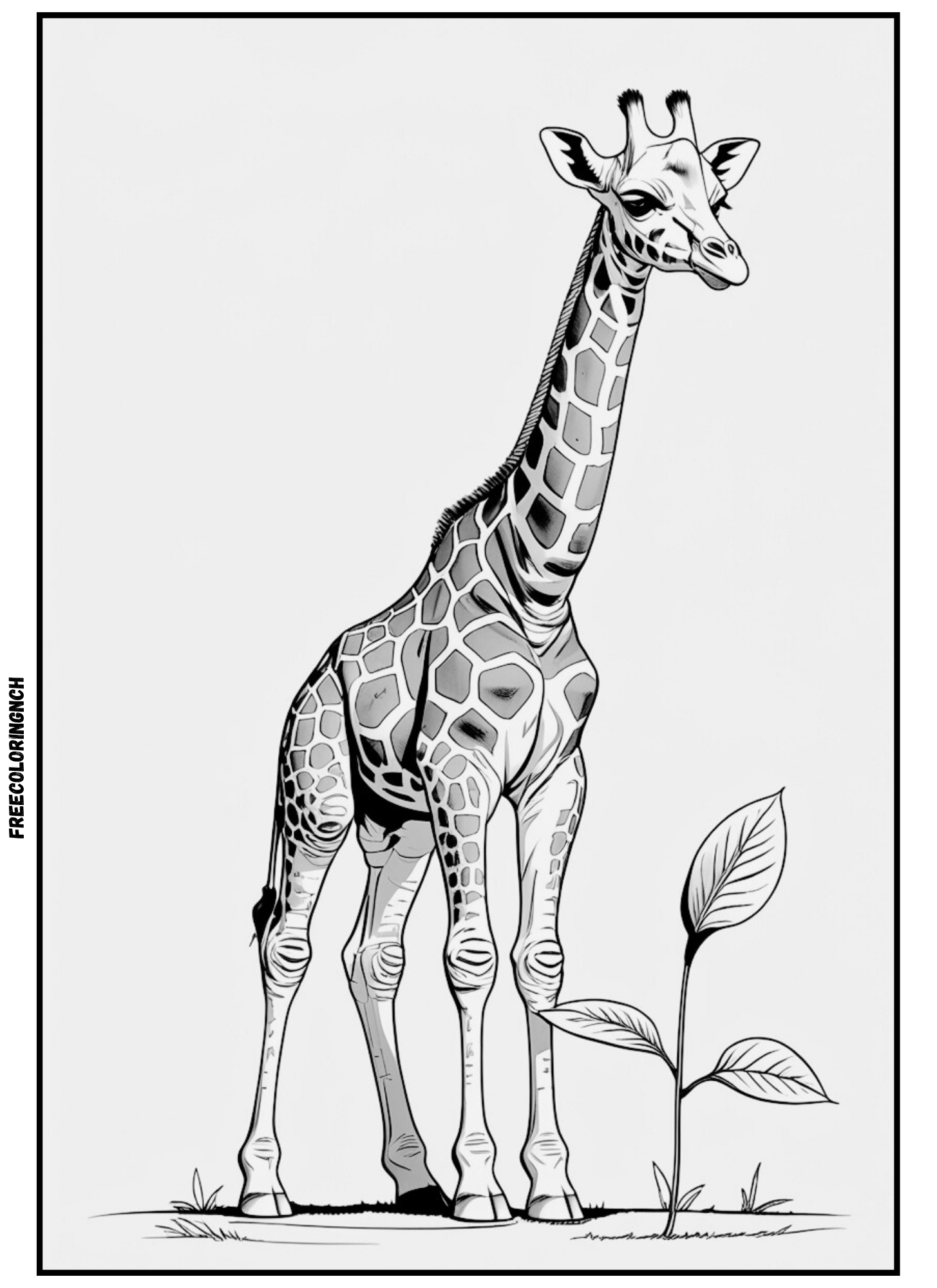 home Free printable realistic zoo coloring pages baby giraffe with leaf