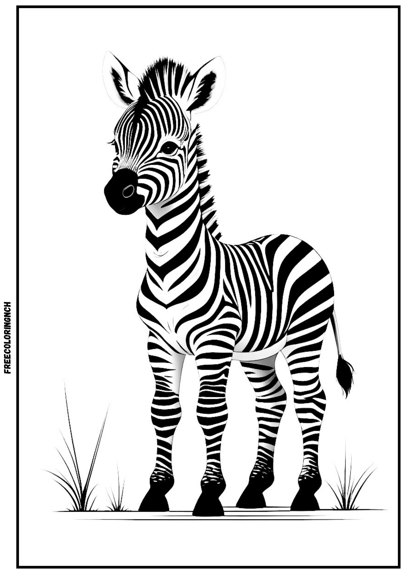 home Free printable realistic zoo coloring pages baby zebra with grass