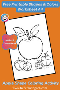 Shapes and Colors Worksheets PDF – Apple Shapes Coloring Page