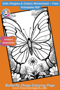 Shapes and Colors Worksheets PDF – Butterfly Shapes Coloring Page