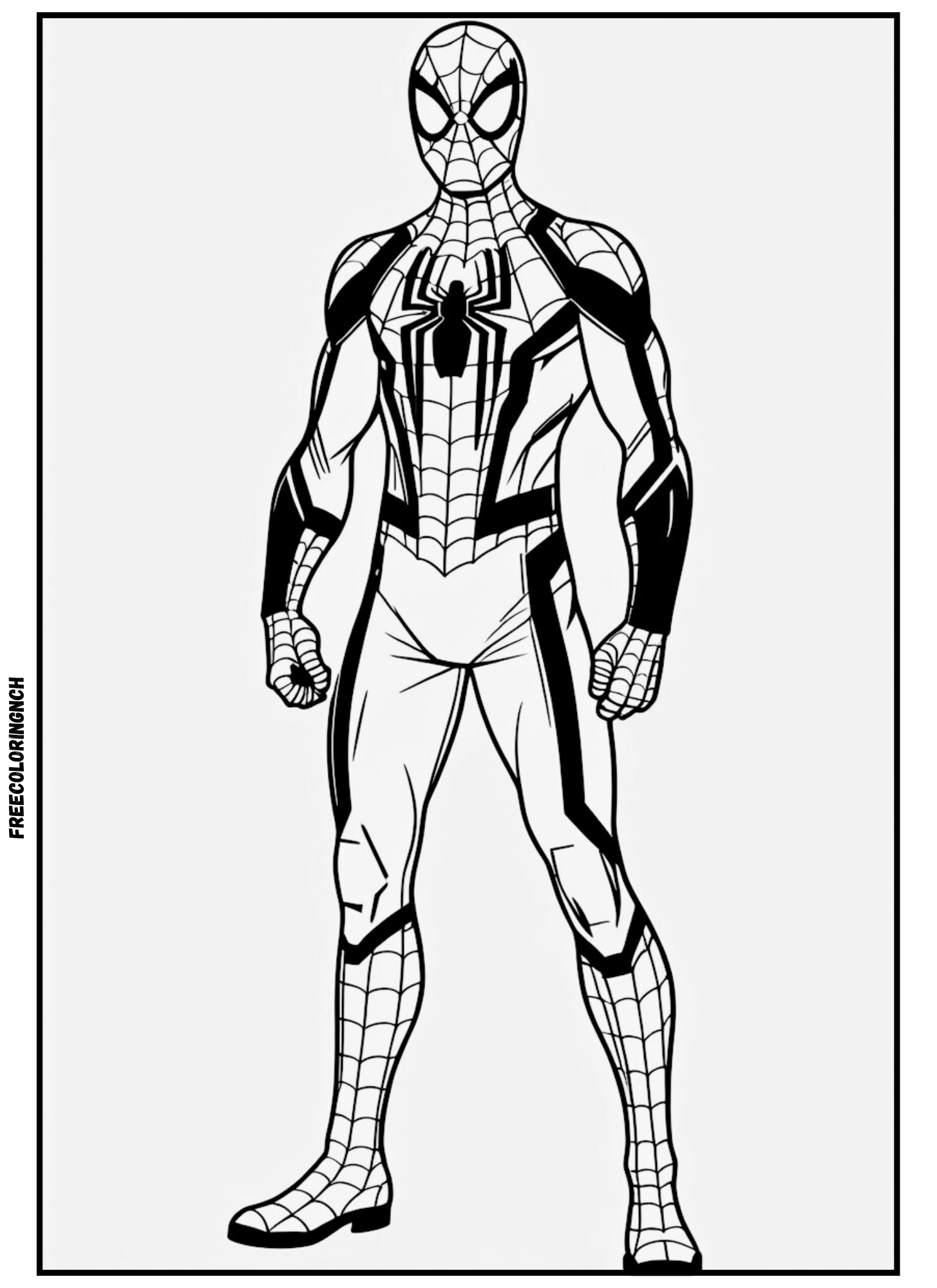 home Free printable spider-man coloring page ready hero pose
