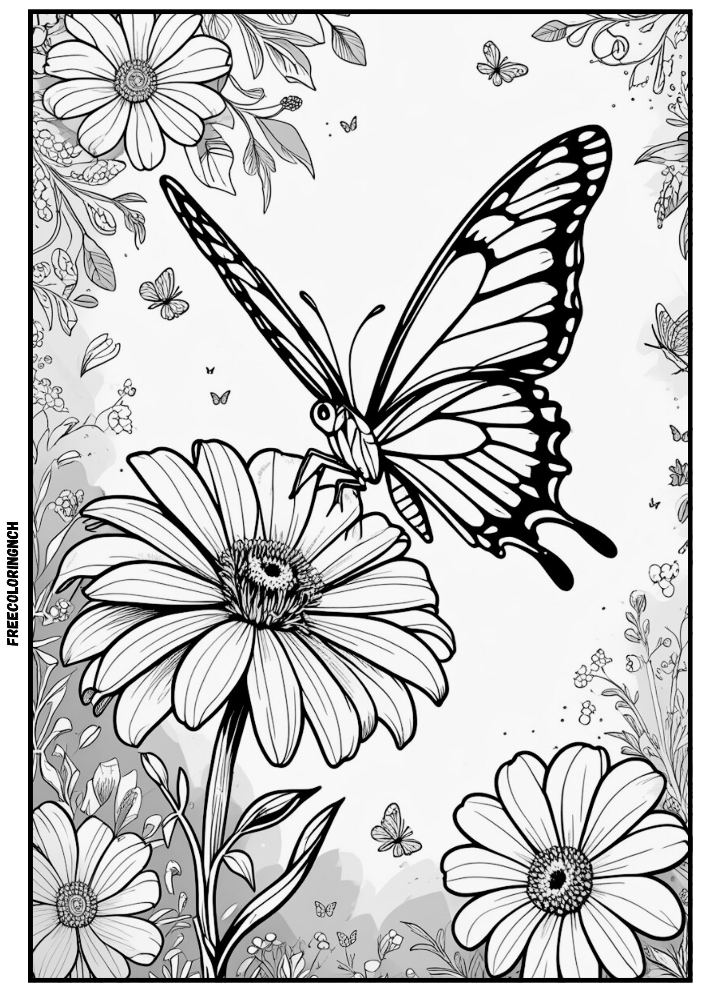 home Free printable butterfly coloring page for kids, bold outlines, large white areas