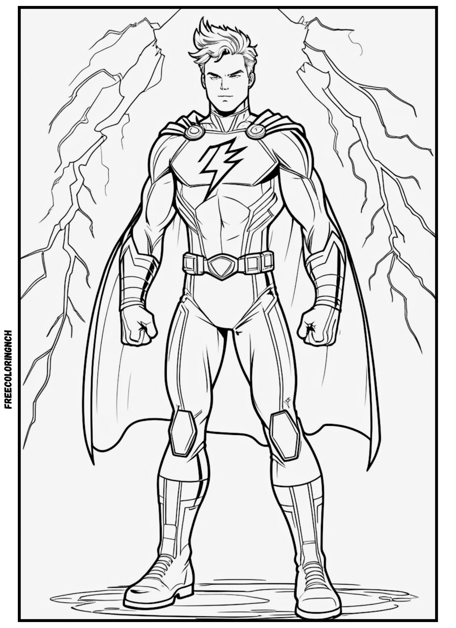 home Free printable thunder superhero coloring pages – Thunder Boy power charge outline-only