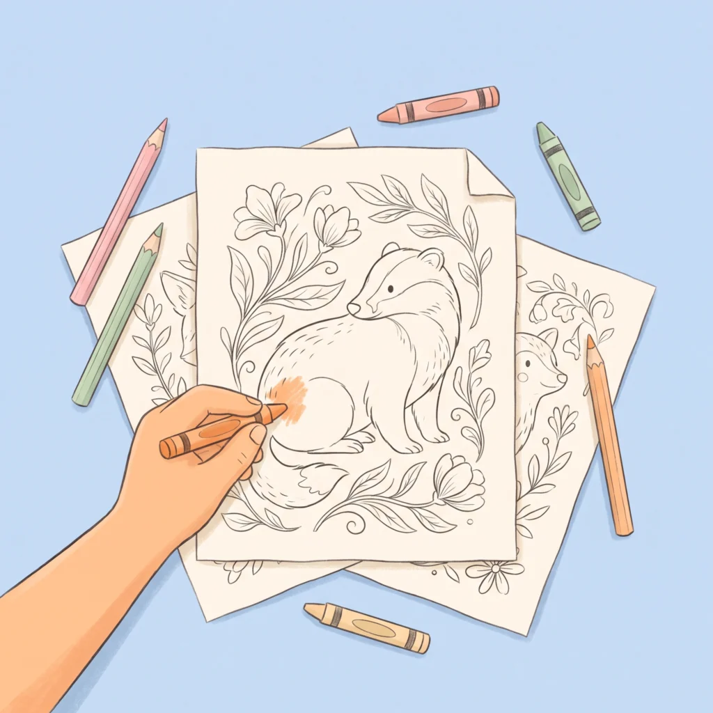 Free printable coloring pages for kids with a child coloring a printable sheet