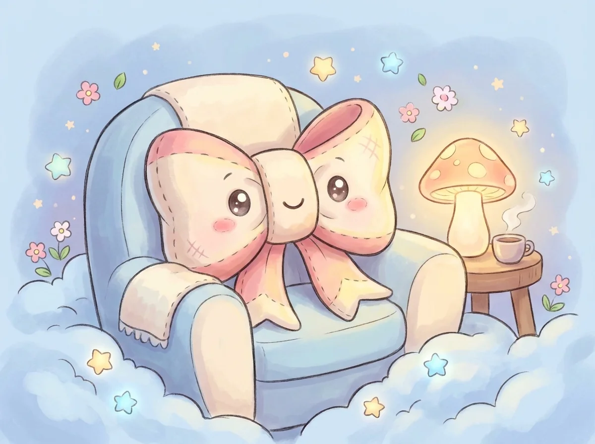 coloring page of a bow: cozy setting