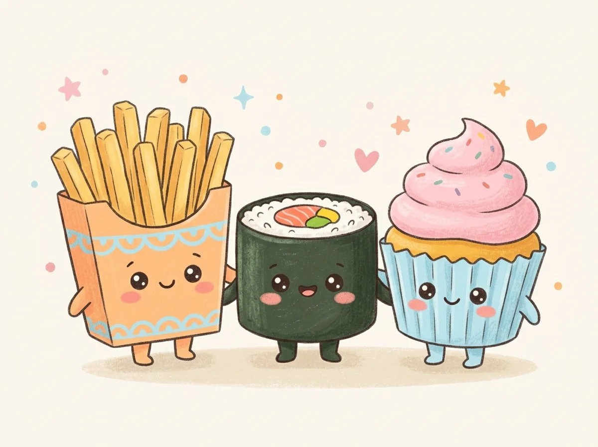 Kawaii Food Coloring Pages - Fantasy Coloring Pages for Kids fantasy coloring pages for kids: kawaii food coloring pages card